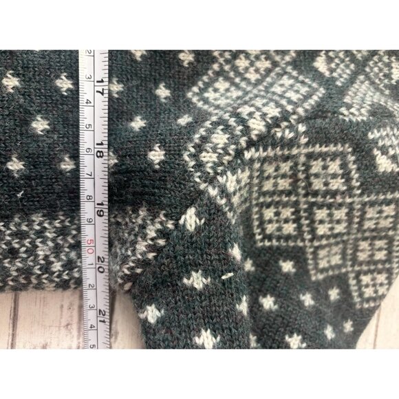 Lands End Sweater Womens Small Full Zip Cardigan Fair Isle VTG Green Nordic Wool - Picture 7 of 10